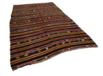 Kıl Çizgili Siyah Keçi Kılı İpliğinden El Dokuma Kilim-192x322 - Görsel 2