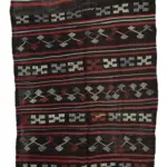 Kıl Çizgili Kahverengi Keçi Kılı İpliğinden El Dokuma Kilim-200x277