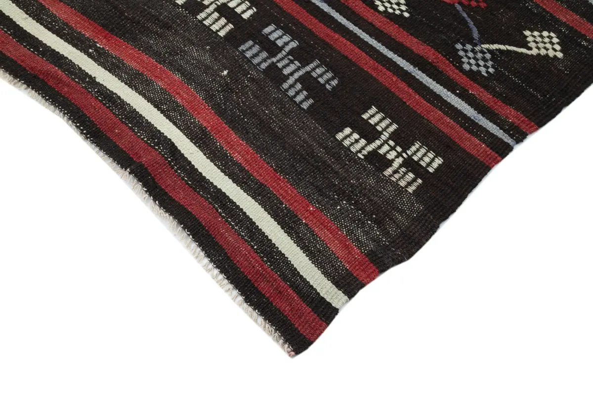 Kıl Çizgili Kahverengi Keçi Kılı İpliğinden El Dokuma Kilim-200x277 - Görsel 4
