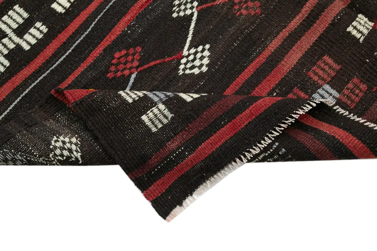 Kıl Çizgili Kahverengi Keçi Kılı İpliğinden El Dokuma Kilim-200x277 - Görsel 6