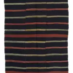 Kıl Çizgili Kahverengi Keçi Kılı İpliğinden El Dokuma Kilim-184x312