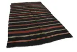 Kıl Çizgili Kahverengi Keçi Kılı İpliğinden El Dokuma Kilim-184x312 - Görsel 2