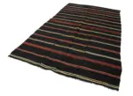 Kıl Çizgili Kahverengi Keçi Kılı İpliğinden El Dokuma Kilim-184x312 - Görsel 3