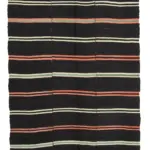 Kıl Çizgili Siyah Keçi Kılı İpliğinden El Dokuma Kilim-202x300