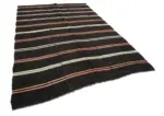 Kıl Çizgili Siyah Keçi Kılı İpliğinden El Dokuma Kilim-202x300 - Görsel 2