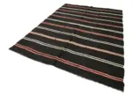 Kıl Çizgili Siyah Keçi Kılı İpliğinden El Dokuma Kilim-202x300 - Görsel 3