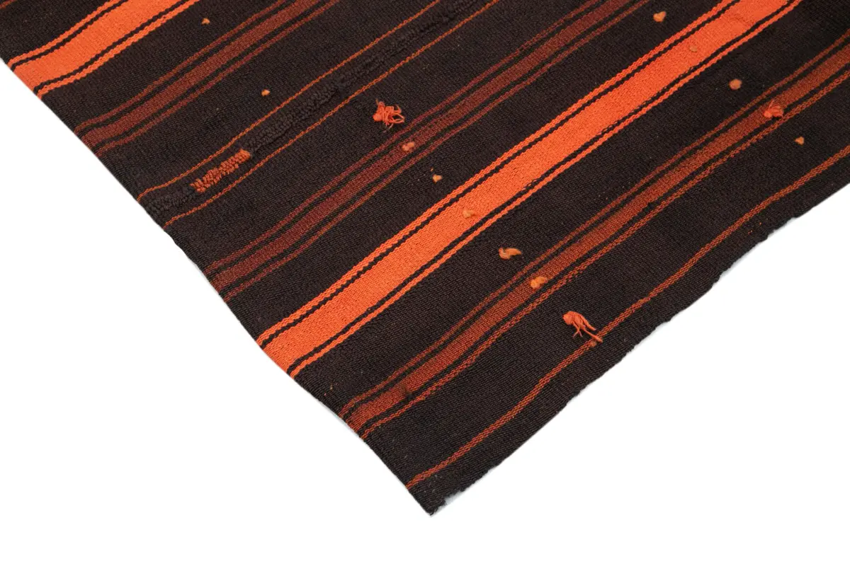 Kıl Çizgili Siyah Keçi Kılı İpliğinden El Dokuma Kilim-180x222 - Görsel 4