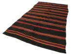 Kıl Çizgili Siyah Keçi Kılı İpliğinden El Dokuma Kilim-177x304 - Görsel 3