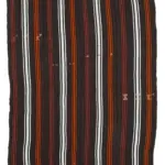 Kıl Çizgili Kahverengi Keçi Kılı İpliğinden El Dokuma Kilim-215x270