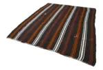 Kıl Çizgili Kahverengi Keçi Kılı İpliğinden El Dokuma Kilim-215x270 - Görsel 3