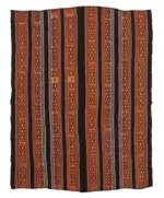 Kıl Çizgili Kahverengi Keçi Kılı İpliğinden El Dokuma Kilim-177x228