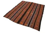 Kıl Çizgili Kahverengi Keçi Kılı İpliğinden El Dokuma Kilim-177x228 - Görsel 3