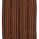 Kıl Çizgili Kahverengi Keçi Kılı İpliğinden El Dokuma Kilim-178x215