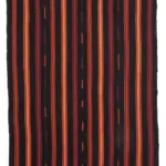 Kıl Çizgili Kahverengi Keçi Kılı İpliğinden El Dokuma Kilim-194x260