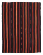 Kıl Çizgili Kahverengi Keçi Kılı İpliğinden El Dokuma Kilim-194x260
