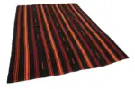 Kıl Çizgili Kahverengi Keçi Kılı İpliğinden El Dokuma Kilim-194x260 - Görsel 2