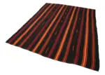 Kıl Çizgili Kahverengi Keçi Kılı İpliğinden El Dokuma Kilim-194x260 - Görsel 3