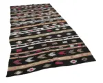 Kıl Çizgili Kahverengi Keçi Kılı İpliğinden El Dokuma Kilim-160x309 - Görsel 2