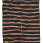 Kıl Çizgili Kahverengi Keçi Kılı İpliğinden El Dokuma Kilim-198x307