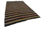 Kıl Çizgili Kahverengi Keçi Kılı İpliğinden El Dokuma Kilim-198x307 - Görsel 2