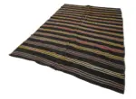 Kıl Çizgili Kahverengi Keçi Kılı İpliğinden El Dokuma Kilim-198x307 - Görsel 3