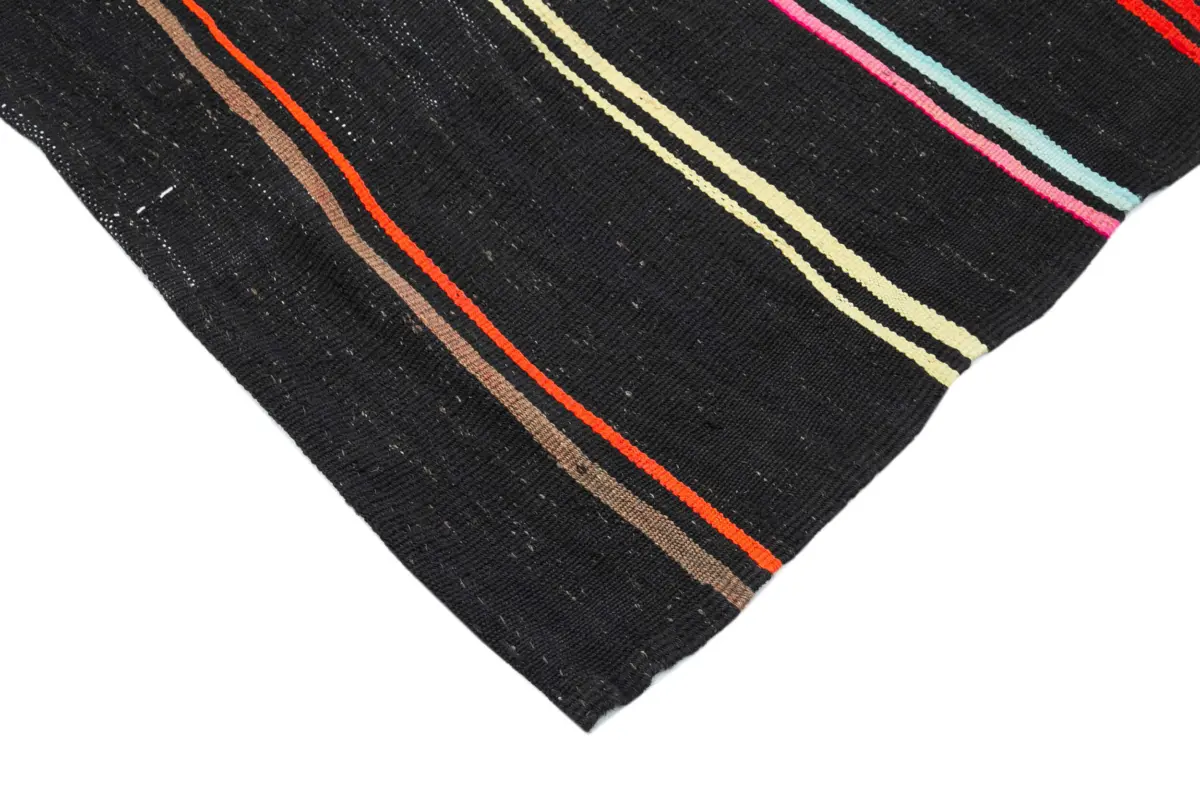Kıl Çizgili Kahverengi Keçi Kılı İpliğinden El Dokuma Kilim-213x323 - Görsel 4