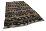 Kıl Çizgili Kahverengi Keçi Kılı İpliğinden El Dokuma Kilim-198x328 - Görsel 2