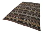 Kıl Çizgili Kahverengi Keçi Kılı İpliğinden El Dokuma Kilim-198x328 - Görsel 3