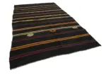 Kıl Çizgili Kahverengi Keçi Kılı İpliğinden El Dokuma Kilim-202x345 - Görsel 2
