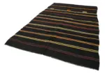Kıl Çizgili Kahverengi Keçi Kılı İpliğinden El Dokuma Kilim-202x345 - Görsel 3