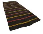 Kıl Çizgili Kahverengi Keçi Kılı İpliğinden El Dokuma Kilim-172x418 - Görsel 2