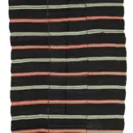 Kıl Çizgili Kahverengi Keçi Kılı İpliğinden El Dokuma Kilim-200x373