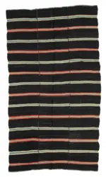 Kıl Çizgili Kahverengi Keçi Kılı İpliğinden El Dokuma Kilim-200x373