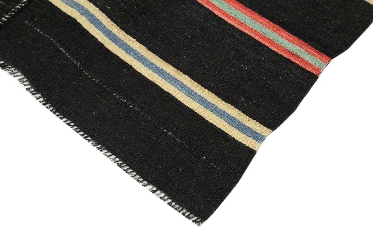 Kıl Çizgili Kahverengi Keçi Kılı İpliğinden El Dokuma Kilim-200x373 - Görsel 4