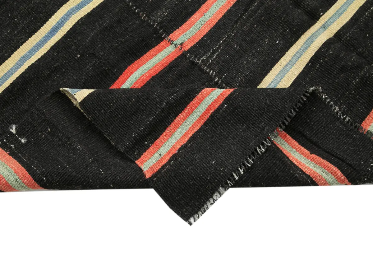 Kıl Çizgili Kahverengi Keçi Kılı İpliğinden El Dokuma Kilim-200x373 - Görsel 6