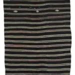 Kıl Çizgili Kahverengi Keçi Kılı İpliğinden El Dokuma Kilim-203x340