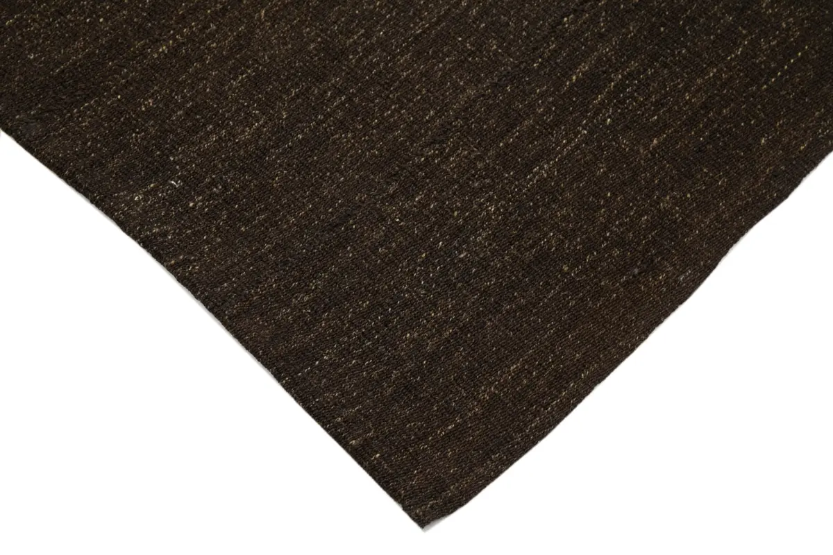Kıl Çizgili Kahverengi Keçi Kılı İpliğinden El Dokuma Kilim-173x302 - Görsel 4
