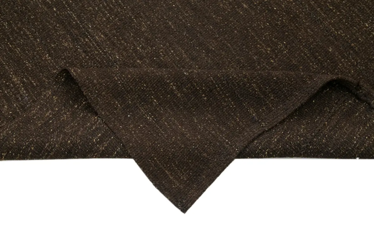 Kıl Çizgili Kahverengi Keçi Kılı İpliğinden El Dokuma Kilim-173x302 - Görsel 6