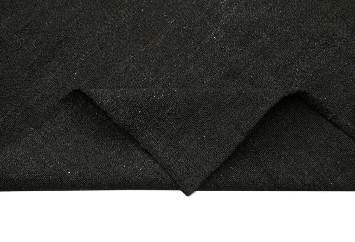 Kıl Çizgili Kahverengi Keçi Kılı İpliğinden El Dokuma Kilim-185x327 - Görsel 6