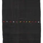 Kıl Çizgili Kahverengi Keçi Kılı İpliğinden El Dokuma Kilim-195x382