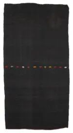 Kıl Çizgili Kahverengi Keçi Kılı İpliğinden El Dokuma Kilim-195x382