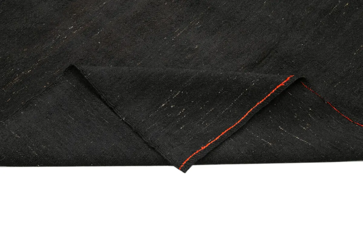 Kıl Çizgili Kahverengi Keçi Kılı İpliğinden El Dokuma Kilim-195x382 - Görsel 6