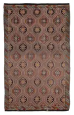 Cıcım Eskitme Kahverengi Renk Keçi Kılı El Dokuma Kilim-198x325
