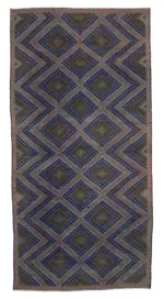 Cıcım Eskitme Kahverengi Renk Keçi Kılı El Dokuma Kilim-178x369