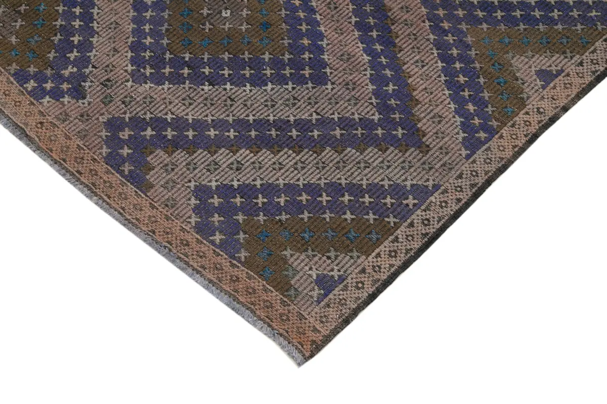 Cıcım Eskitme Kahverengi Renk Keçi Kılı El Dokuma Kilim-178x369 - Görsel 4