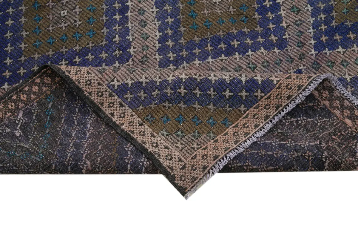 Cıcım Eskitme Kahverengi Renk Keçi Kılı El Dokuma Kilim-178x369 - Görsel 6