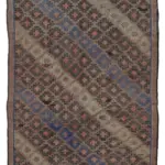 Cıcım Eskitme Kahverengi Renk Keçi Kılı El Dokuma Kilim-164x314