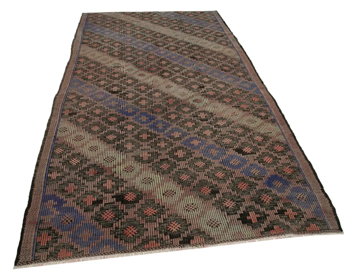 Cıcım Eskitme Kahverengi Renk Keçi Kılı El Dokuma Kilim-164x314 - Görsel 2