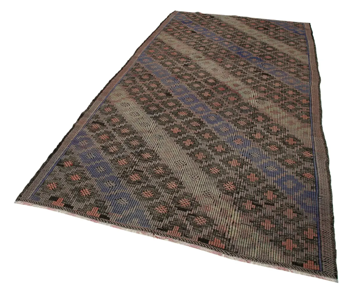 Cıcım Eskitme Kahverengi Renk Keçi Kılı El Dokuma Kilim-164x314 - Görsel 3