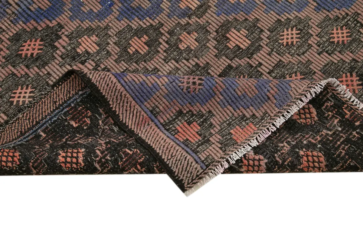 Cıcım Eskitme Kahverengi Renk Keçi Kılı El Dokuma Kilim-164x314 - Görsel 6